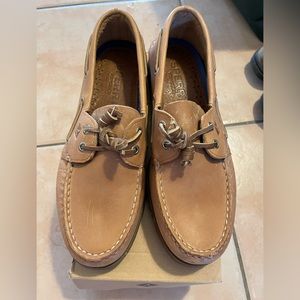 Mens Sperry Top-Sider Authentic Original Boat Shoe leather- Tan- Size 8.5